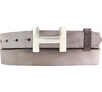 Damen-Gürtel HERMINE aus weichem Vollrindleder Vintage-Look 3 cm | Leder-Gürtel für Damen 30mm | Schmaler Ledergürtel Vintage für Damen 30mm | Silber glänzend | Braun 85cm