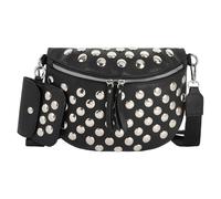 Damen Gürteltasche aus Kunstleder mit Nieten, Schwarz, Einheitsgröße