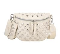 Damen Gürteltasche aus Kunstleder mit Nieten, Weiss/opulenter Garten, Einheitsgröße