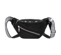 Damen Gürteltasche mit Glitzer-Strasssteinen aus Kunstleder, Schwarz, Einheitsgröße