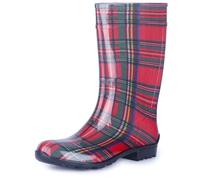 Ladeheid Damen Gummistiefel 100% Wasserdticht Regenstiefel Damen LA-967 (Rot/Gitter, 36 EU)