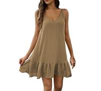 Damen Hängenkleid Sommerkleid Damen Strandkleid Party Club Alltag Leicht und Luftig Frauen Kleid ärmellos schlank weiches Kleid Armband sexy lose Bluse Solid Weste Kleid