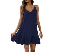 Damen Hängenkleid Sommerkleid Damen Strandkleid Party Club Alltag Leicht und Luftig Frauen Kleid ärmellos schlank weiches Kleid Armband sexy lose Bluse Solid Weste Kleid