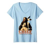 Damen Häuptling schlägt mit Nase Oglala Lakota Sioux T-Shirt mit V-Ausschnitt