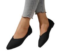 Damen Halbschuhe - Schuhe Elegant Barfuss Ballerina Ballerinas Bequem Breite Geschlossene Trachtenschuhe Sommerschuhe Ballettschuhe Flat Klasssische Slip-On Balerinaschuhe Schwarz 36