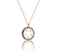Damen Halskette 925 Sterling Silber - Fünf Herzen im Kreis Anhänger mit Zirkonia Kristallen, Rosegold Herz Collier