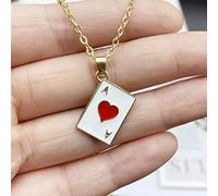 Damen Halskette Halskette Anhänger Schmuck Statement Poker Halskette Lucky Ace of Spades Anhänger Rot Schwarz Gold Farbe Gliederkette Schmuck Glückskarten Geschenke für Frauen