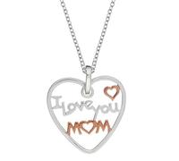 Damen-Halskette „I Love You Mum“ mit Herz aus 925er-Sterlingsilber, rosévergoldet, 46 cm