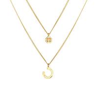 Nenalina, Halskette Layer Kleeblatt Hufeisen Glück 925 Silber in gold, Schmuck für Damen Gr. 40 cm