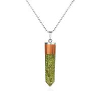 Damen Halskette, Olivin-Kristall-Halskette, Natürliche Splitter, Steindraht, Harz, Gegossen, Sechseckige Säule, Stein-Halsketten, Reiki-Chakra-Edelstein-Halskette, Bezaubernder Schmuck Für Frau