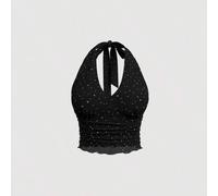 Damen Halter Top Mit Strass Verziertem Nacken