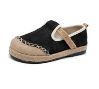 Damen Handgefertigte Jute Alpargata Flats, Chinesischer Jacquard-Leinen Mary Jane Schlupfschuhe, Atmungsaktive Rundzehen Freizeitschuhe mit rutschfestem Gummiboden für Alltag & Landspaziergang
