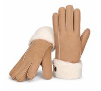 Damen Handschuh aus echtem Lammfell L, hellbraun
