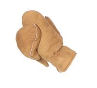 Damen Handschuhe Fäustlinge aus Lammfell mit Gummizug braun, S/M