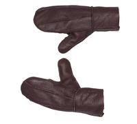 Damen Handschuhe Fäustlinge aus Lammfell Patchwork braun, S/M