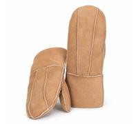 Damen Handschuhe Fäustlinge aus Lammfell Patchwork L, Haselnuss