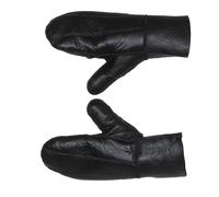 Damen Handschuhe Fäustlinge aus Lammfell Patchwork schwarz, S/M
