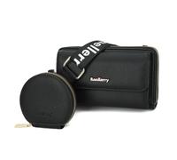 Damen Handy Umhängetasche PU Leder Kleine Handytasche zum Umhängen Schwarz