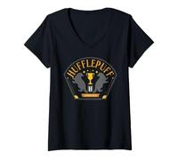 Damen Harry Potter 2025 Hufflepuff Pride T-Shirt mit V-Ausschnitt