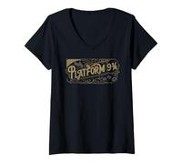 Damen Harry Potter 2025 Plattform 9 3/4 T-Shirt mit V-Ausschnitt