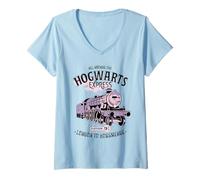 Damen Harry Potter All Aboard The Hogwarts Express T-Shirt mit V-Ausschnitt