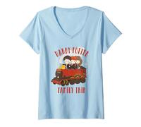 Damen Harry Potter Family Trip Hogwarts Express T-Shirt mit V-Ausschnitt