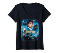 Damen Harry Potter Philosopher's Stone Poster T-Shirt mit V-Ausschnitt