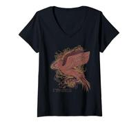 Damen Harry Potter Phoenix Fawkes T-Shirt mit V-Ausschnitt
