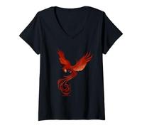 Damen Harry Potter Phoenix Rising T-Shirt mit V-Ausschnitt