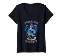 Damen Harry Potter Team Captain Ravenclaw T-Shirt mit V-Ausschnitt