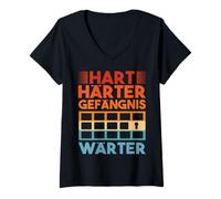 Damen Hart Härter Gefängniswärter Justizvollzugsbeamter JVA Kostüm T-Shirt mit V-Ausschnitt