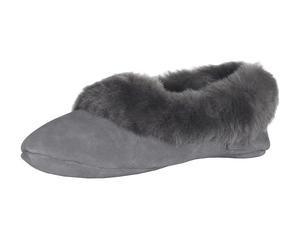 Damen Hausschuh Ballerina aus feinstem Merino Lammfell 2 Farben dunkelgrau, 38