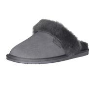 Damen Hausschuh Pantoffel aus Lammfell in 3 Farben TPR Pelzbesatz dunkelgrau, 40