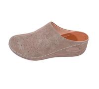 Damen-Hausschuhe mit Keilabsatz, breite Passform, breite Passform, Clogs mit Fußgewölbeunterstützung, orthopädische Sandalen, Sommerschieber, weich gepolsterte Innensohle, Schlupfschuhe, geschlossene