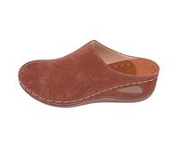 Damen-Hausschuhe mit Keilabsatz, breite Passform, breite Passform, Clogs mit Fußgewölbeunterstützung, orthopädische Sandalen, Sommerschieber, weich gepolsterte Innensohle, Schlupfschuhe, geschlossene