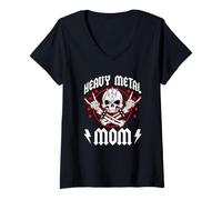 Damen Heavy Metal Band Musik Festival Mama Frauen Konzert Mutter T-Shirt mit V-Ausschnitt