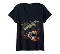 Damen Held Ehemann Motorradfahrer Papa Biker Motiv T-Shirt mit V-Ausschnitt