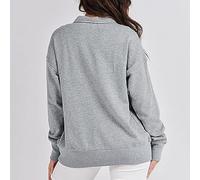 Damen Hellgrau Fleece-Hoodie mit Knopfleiste, Größen S-XXL