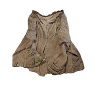 Damen-Hemd, Knopfleiste, Baumwolle, Leinen, lässig, langärmelig, einzigartiger Vokuhila-Kragen, kurze Hemdbluse, Khaki, Einheitsgröße