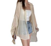 Damen-Hemd Mit Knopfleiste,Elegante Chiffon-Strickjacke Für Damen, Lange, Transparente Bluse, Leichte, Lange Ärmel, Boho, Einfarbig, Bikini-Vertuschung, Übergroße Hemden, Bluse, Tunika-Oberteile, Ki