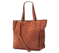 Damen Henkeltasche aus echtem Wildleder - Mittelgroßer Shopper Schulterriemen - Handtasche Schultertasche mit Reißverschluss & Innenfach 37x13x29 cm Cristina G566 (Braun)
