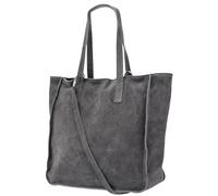 Damen Henkeltasche aus echtem Wildleder - Mittelgroßer Shopper Schulterriemen - Handtasche Schultertasche mit Reißverschluss & Innenfach 37x13x29 cm Cristina G566 (Dunkelgrau)