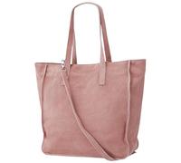 Damen Henkeltasche aus echtem Wildleder - Mittelgroßer Shopper Schulterriemen - Handtasche Schultertasche mit Reißverschluss & Innenfach 37x13x29 cm Cristina G566 (Nude)