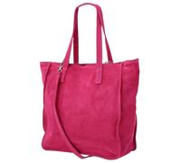 Damen Henkeltasche aus echtem Wildleder - Mittelgroßer Shopper Schulterriemen - Handtasche Schultertasche mit Reißverschluss & Innenfach 37x13x29 cm Cristina G566 (Pink)