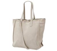 Damen Henkeltasche aus echtem Wildleder - Mittelgroßer Shopper Schulterriemen - Handtasche Schultertasche mit Reißverschluss & Innenfach 37x13x29 cm Cristina G566 (Beige)