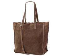 Damen Henkeltasche aus echtem Wildleder - Mittelgroßer Shopper Schulterriemen - Handtasche Schultertasche mit Reißverschluss & Innenfach 37x13x29 cm Cristina G566 (Dunkeltaupe)