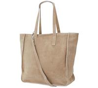 Damen Henkeltasche aus echtem Wildleder - Mittelgroßer Shopper Schulterriemen - Handtasche Schultertasche mit Reißverschluss & Innenfach 37x13x29 cm Cristina G566 (Helltaupe)