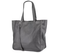 Damen Henkeltasche aus Echtleder - Mittelgroßer Shopper mit Schulterriemen - Handtasche Schultertasche mit Reißverschluss und Innenfach 37x13x29 cm Lili G555 (Dunkelgrau)