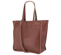 Damen Henkeltasche aus Echtleder - Mittelgroßer Shopper mit Schulterriemen - Handtasche Schultertasche mit Reißverschluss und Innenfach 37x13x29 cm Lili G555 (Braun)