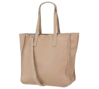 Damen Henkeltasche aus Echtleder - Mittelgroßer Shopper mit Schulterriemen - Handtasche Schultertasche mit Reißverschluss und Innenfach 37x13x29 cm Lili G555 (Helltaupe)